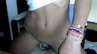Teen sit and insert huge home toy on webcam - porn video
