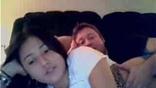 chubby asian teen gives a webcam show with her boyfriend - porn video