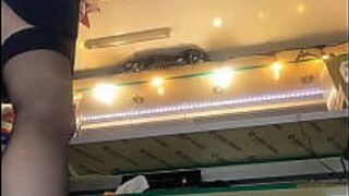 Sexy milf with long legs and big pussy lips upskirt at work - porn video