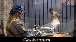 Horny blondes bangs a handsome male in the jail - porn video